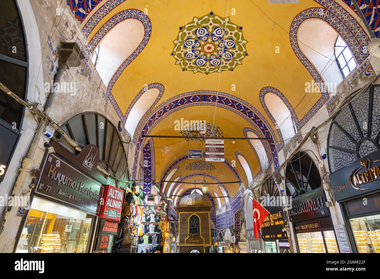 Istanbul, Turkey - September 2021: The Grand Bazaar in Istanbul, one of the largest and oldest covered markets in the world and popular tourist sights Stock Photo