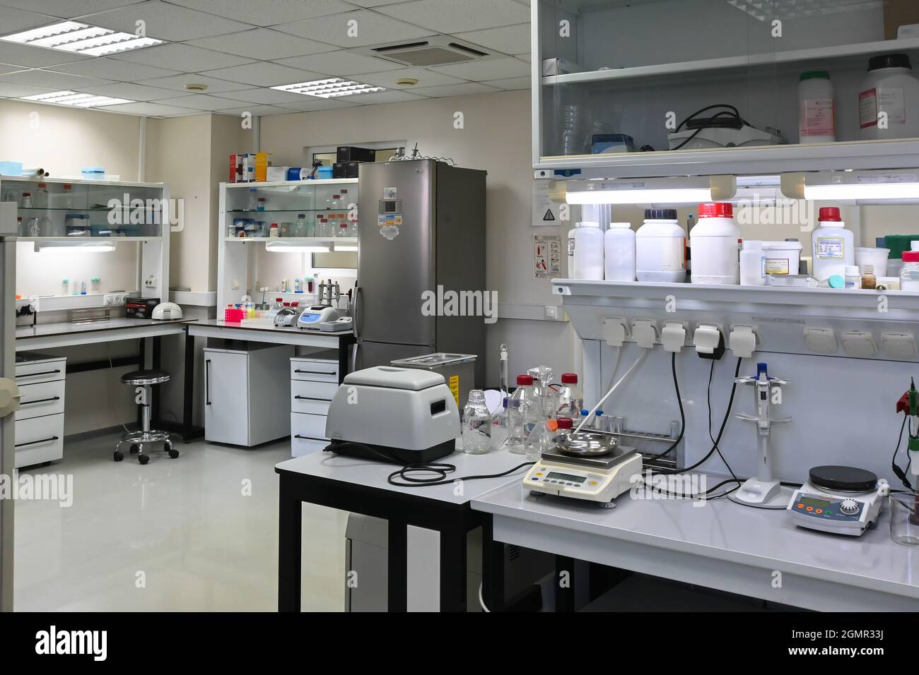 Modern biological laboratory. The interior of a room intended for molecular biological research. Stock Photo