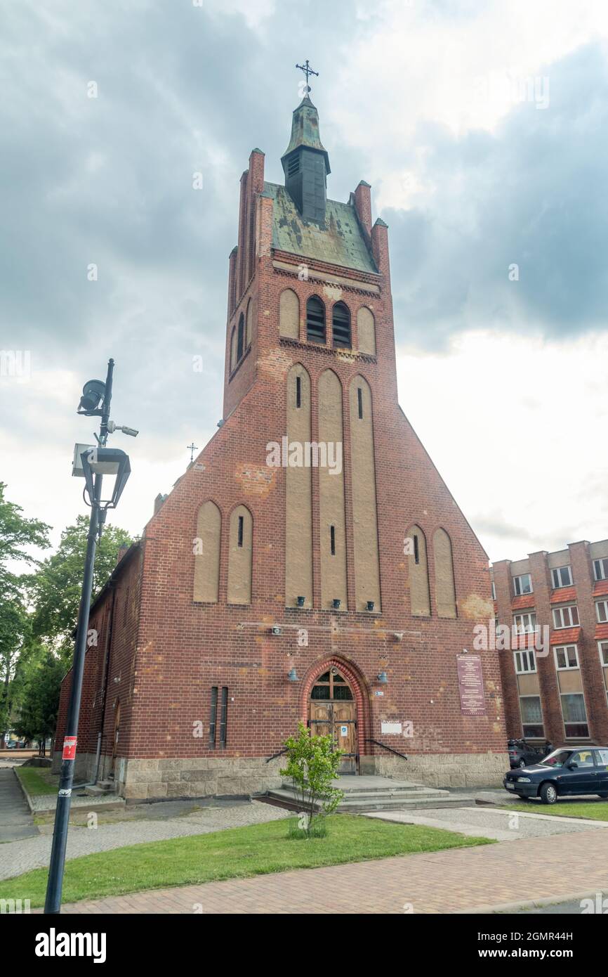 Lubin, Poland - June 1, 2021: Roman catholic church of the Sacred Heart of Jesus. Stock Photo