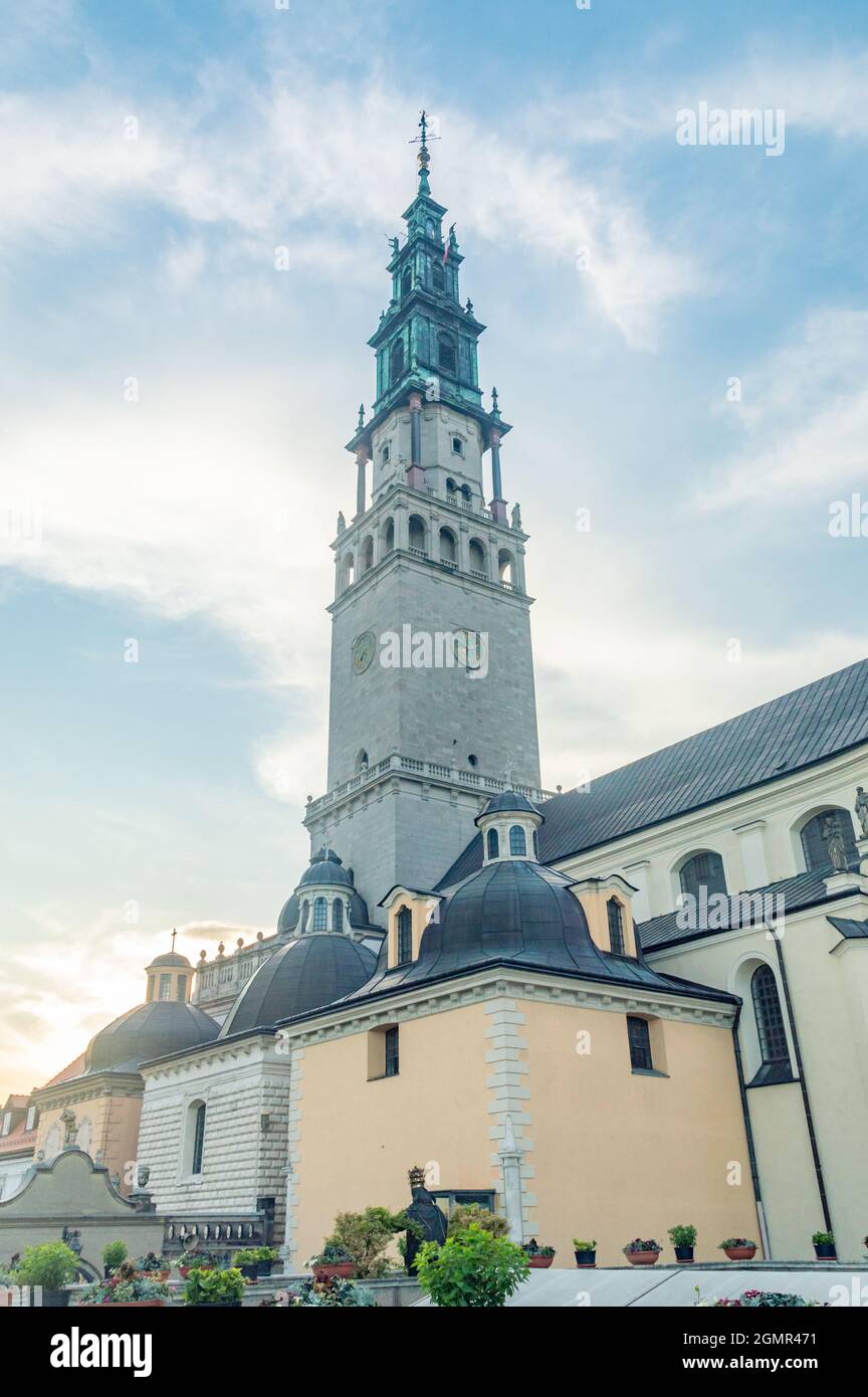 The belfry and the tower of the Jasna Gora Monastery in Czestochowa, Poland. Stock Photo