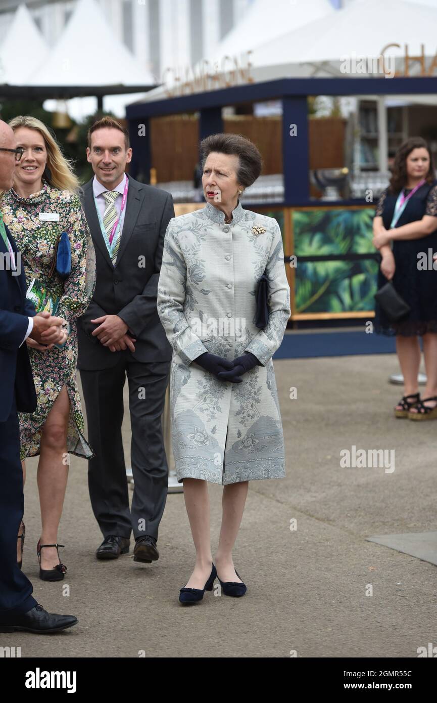 The Princess Royal during the royal visit to the RHS Chelsea Flower Show at the Royal Hospital Chelsea, London. Picture date: Monday September 20, 2021. Stock Photo