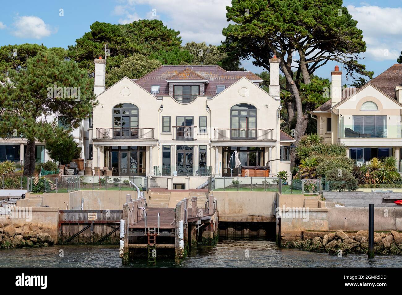 Millionaires luxury homes on the waterside at Sandbanks, Poole, Dorset