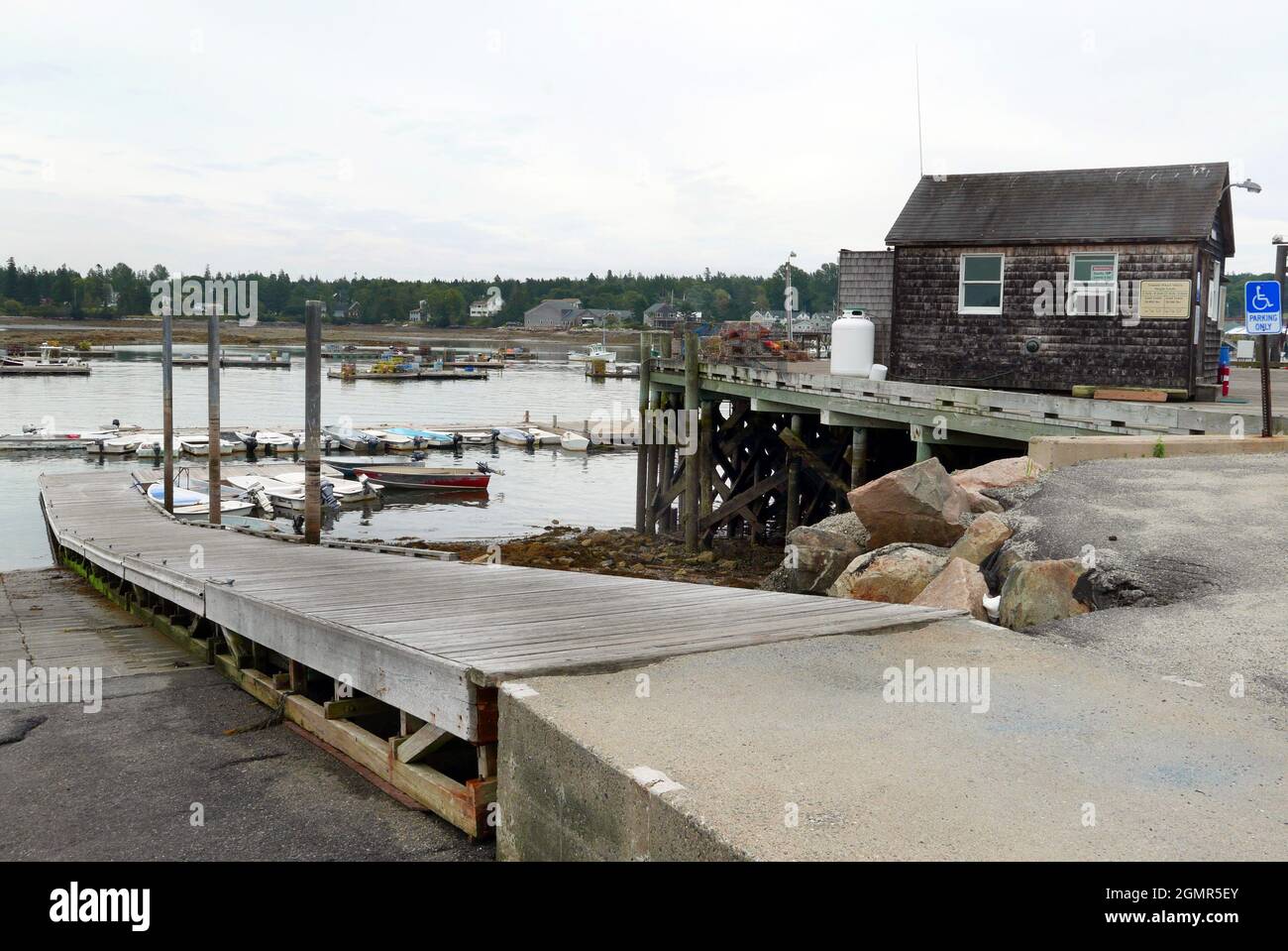 The dock at Tremont  on Bass Harbor Maine on Mount Desert Island. Stock Photo
