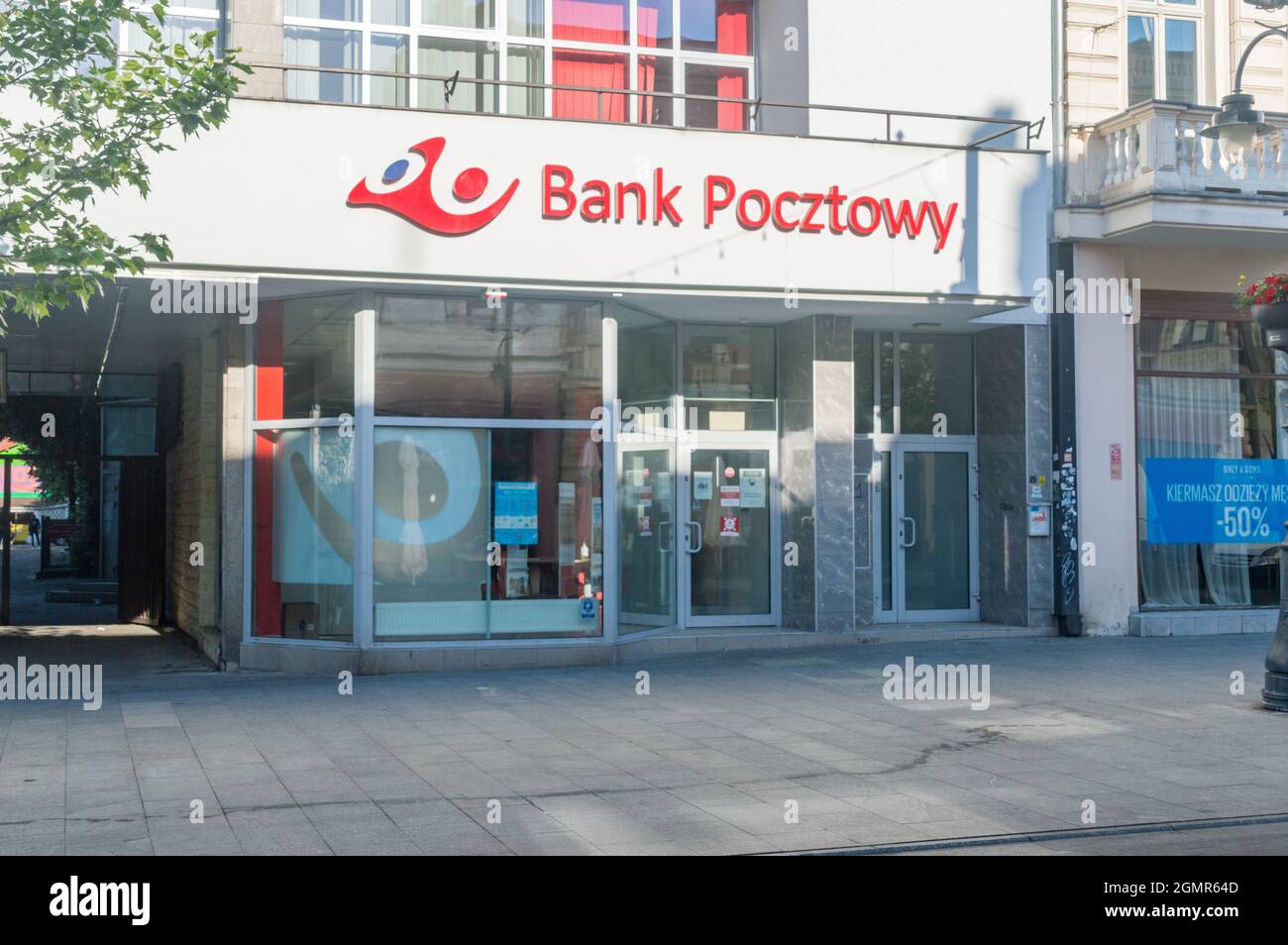 Lodz, Poland - June 7, 2021: Bank Pocztowy SA is a commercial bank on Piotrkowska street. Stock Photo