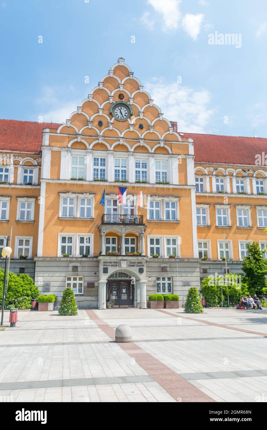 Cesky Tesin, Czech Republic - June 5, 2021: Town hall in Cesky Tesin (Czeski Cieszyn). Stock Photo