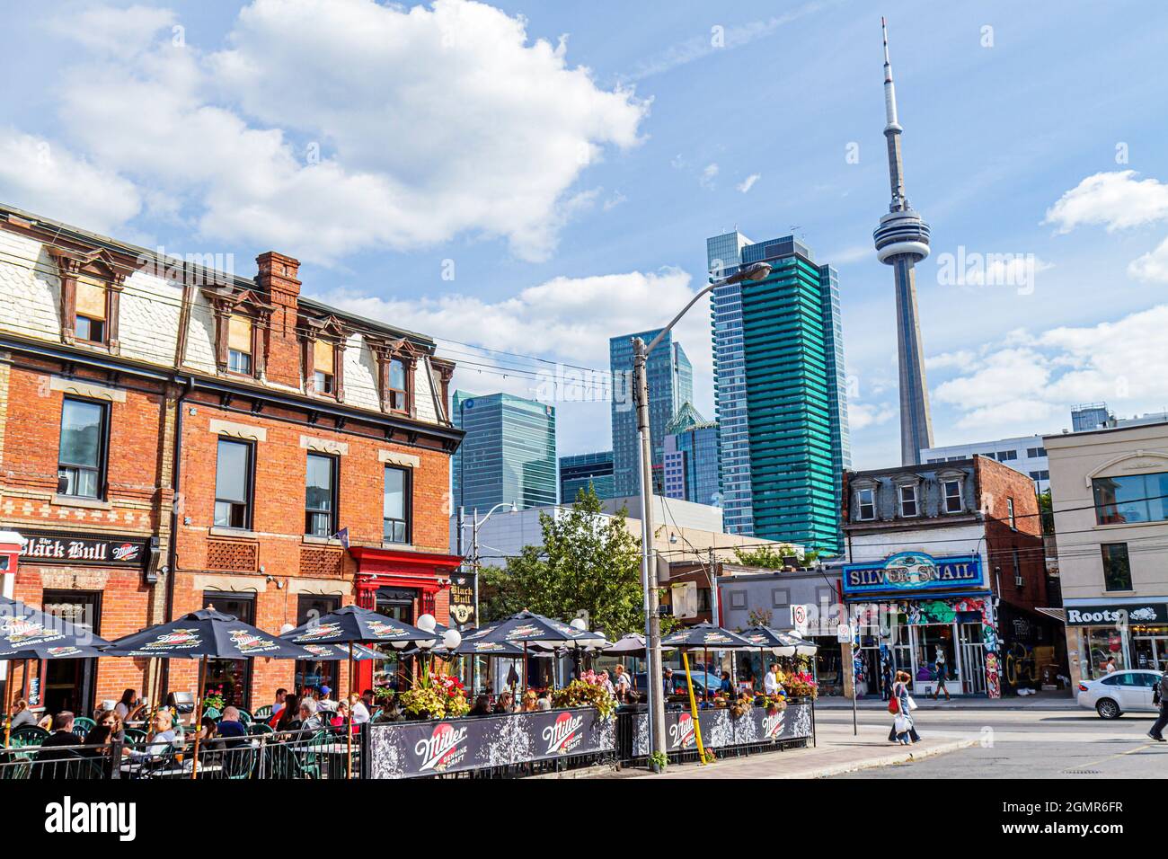 Dining patio umbrellas soho street cn tower city skyline hires stock photography and images Alamy