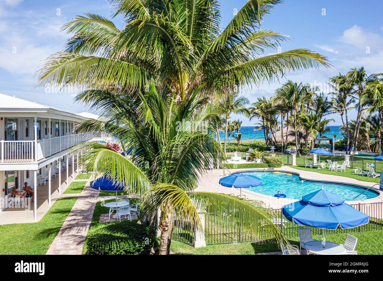 Delray Beach Florida,Wright by the Sea,hotel motel resort swimming pool area palm trees property Stock Photo