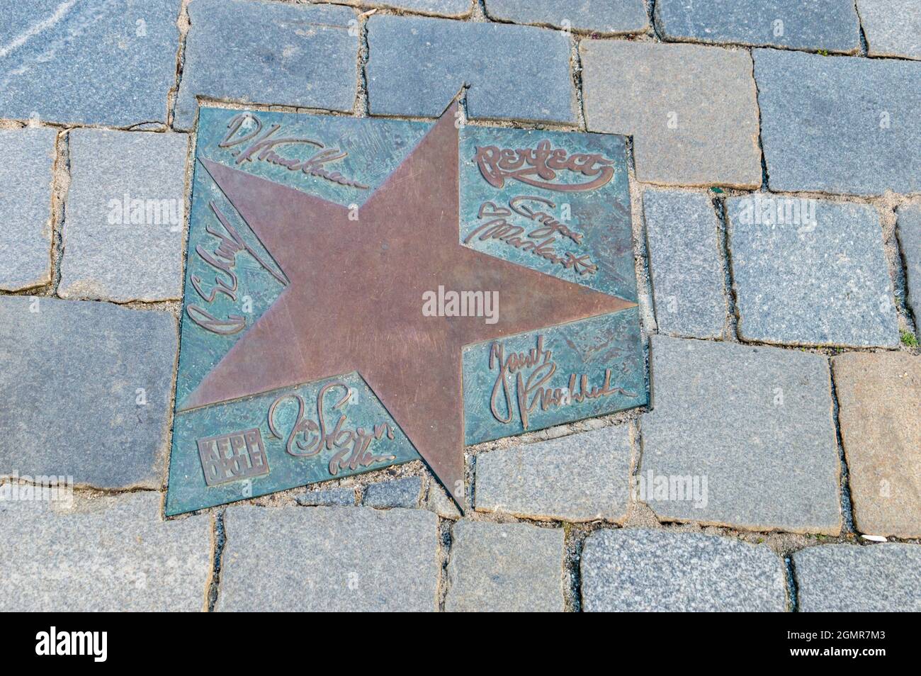 Opole, Poland - June 4, 2021: Star of Perfect Polish rock band at Walk of Fame in Opole known as Aleja Gwiazd Festiwalu Polskiej Piosenki Stock Photo