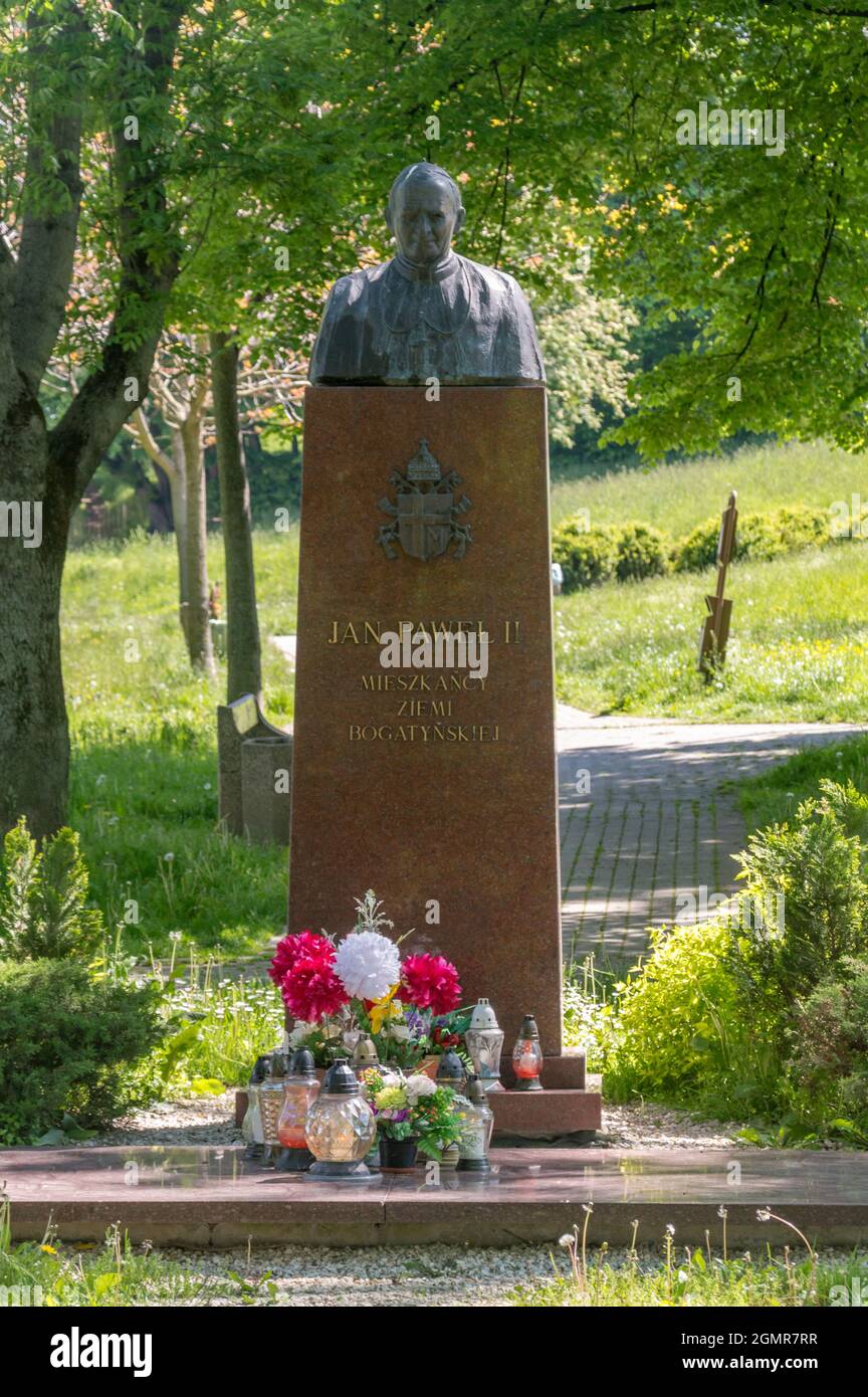 Bogatynia, Poland - June 2, 2021: Monument to John Paul II. Stock Photo