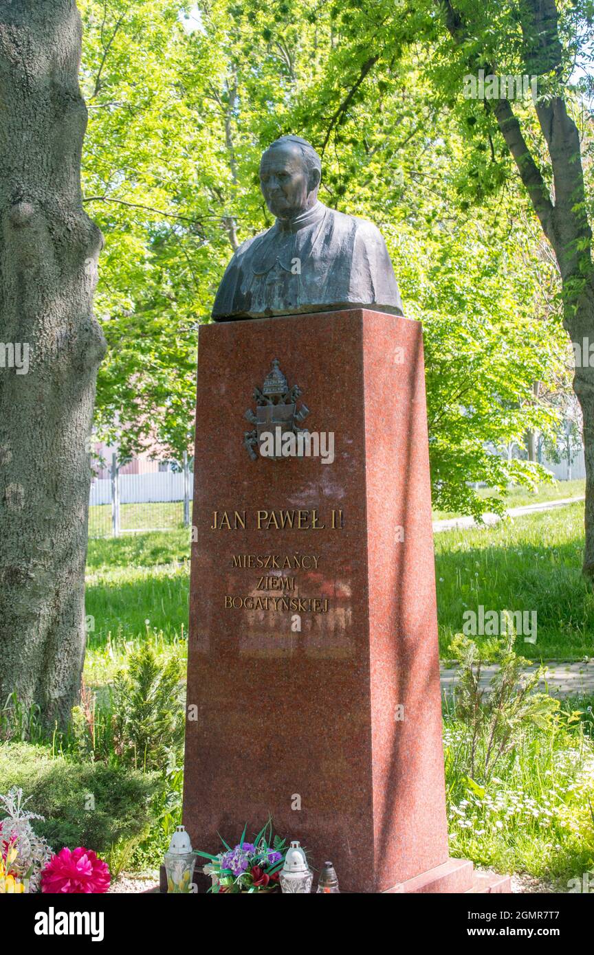 Bogatynia, Poland - June 2, 2021: Bust of John Paul II. Stock Photo