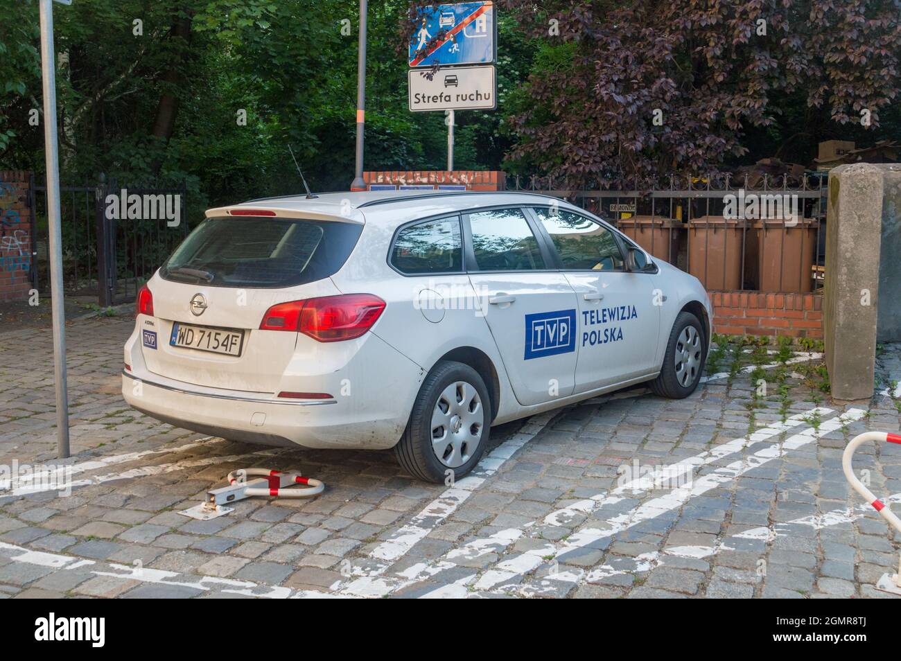 Opole, Poland - June 4, 2021: Car of TVP Polish public television. Stock Photo