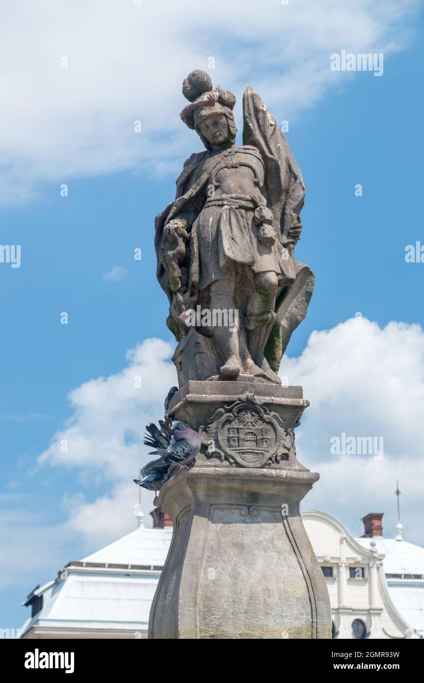 Cieszyn, Poland - June 5, 2021: Close-up on St. Florian figure. Stock Photo
