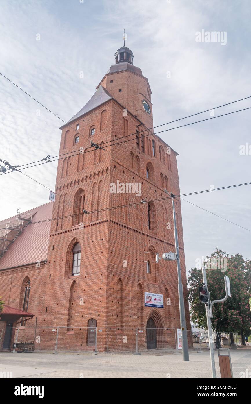 Gorzow Wielkopolski, Poland - June 1, 2021: Tower of St. Mary's Cathedral. Stock Photo
