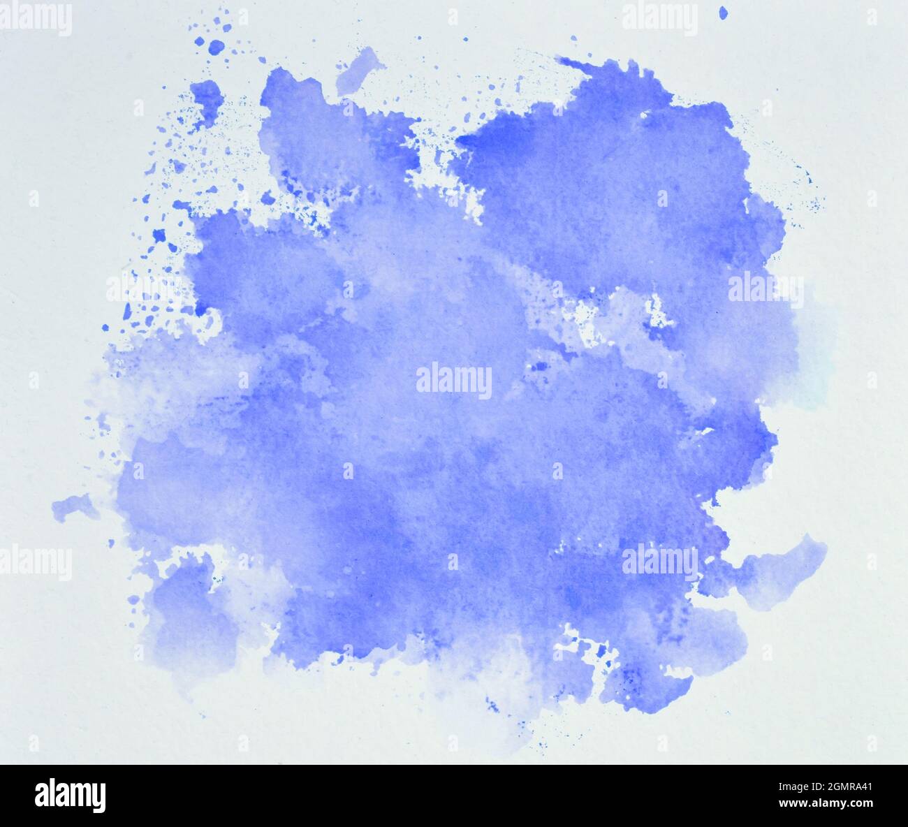 Blue ink stain isolated on white background, top view of blue water ...