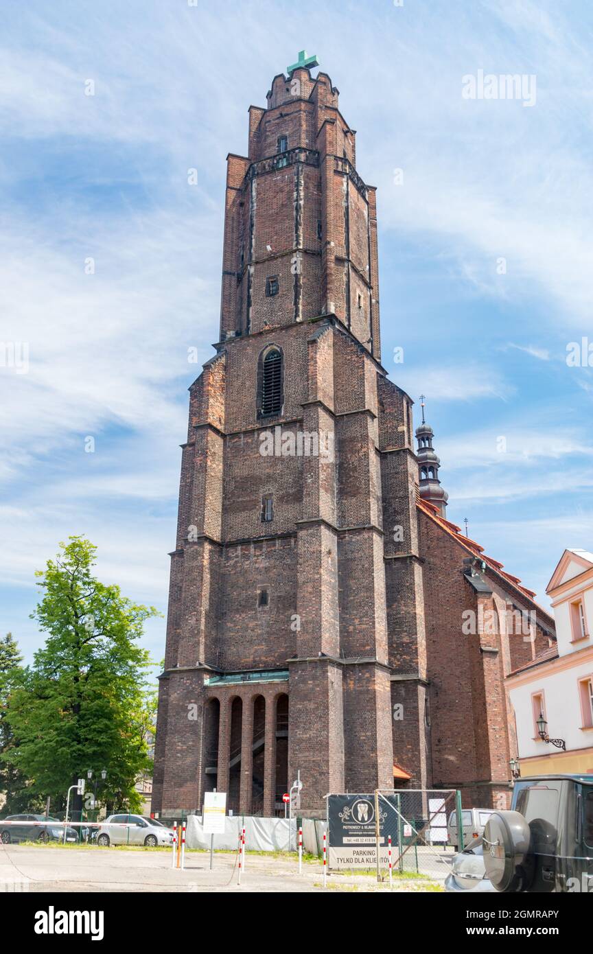 Gliwice, Poland - June 4, 2021: All the saints church. Oldest temple church in the city. Stock Photo