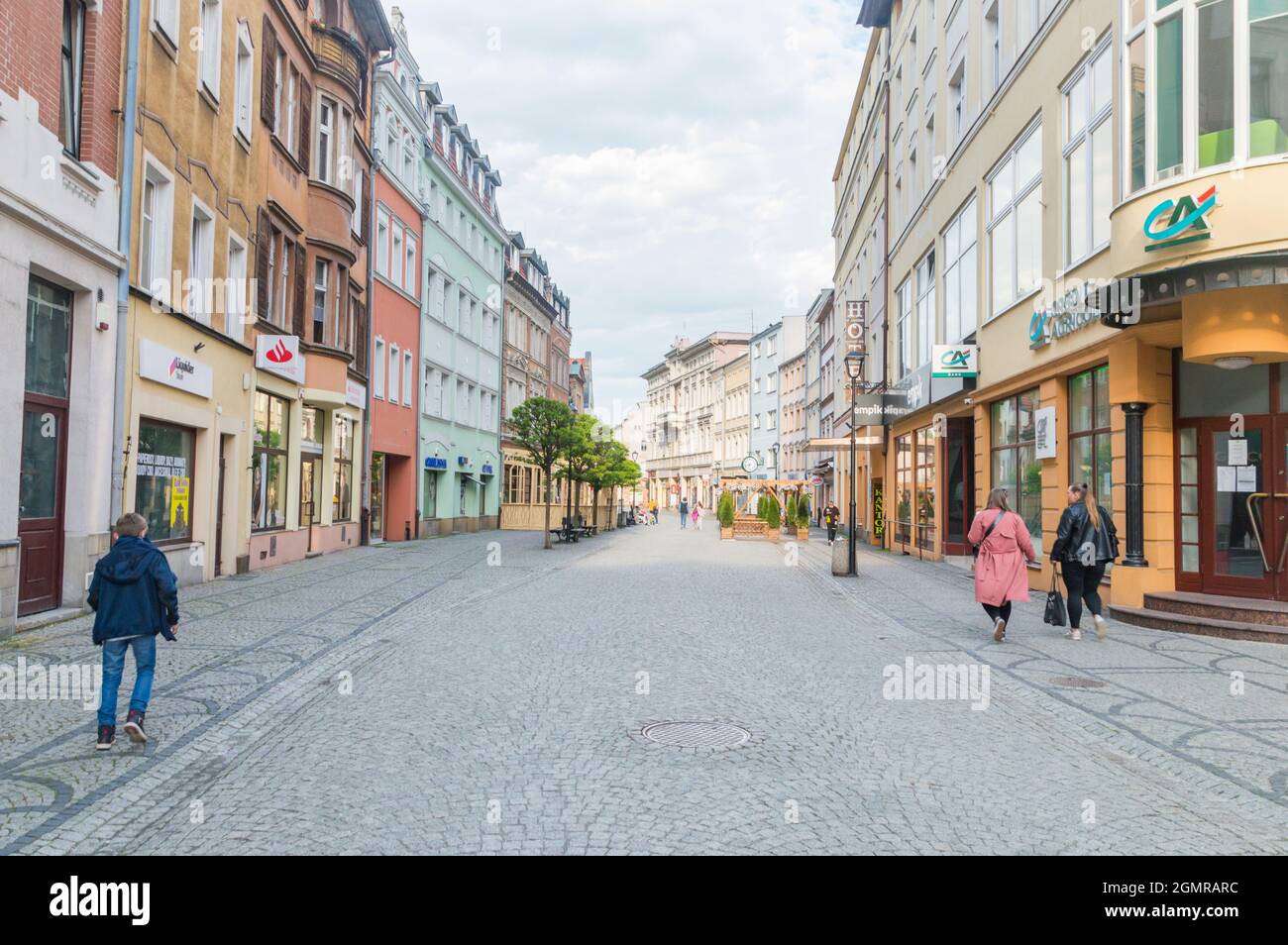 Jelenia Gora, Poland June 2, 2021 Pedestrian street in old town of
