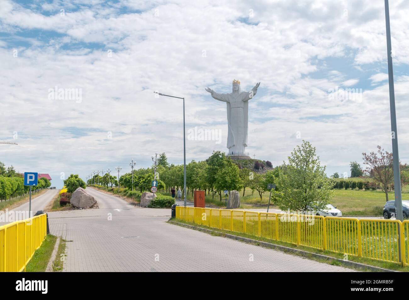 Swiebodzin, Poland - June 1, 2021: Street view on statue of King Jesus Christ. Stock Photo