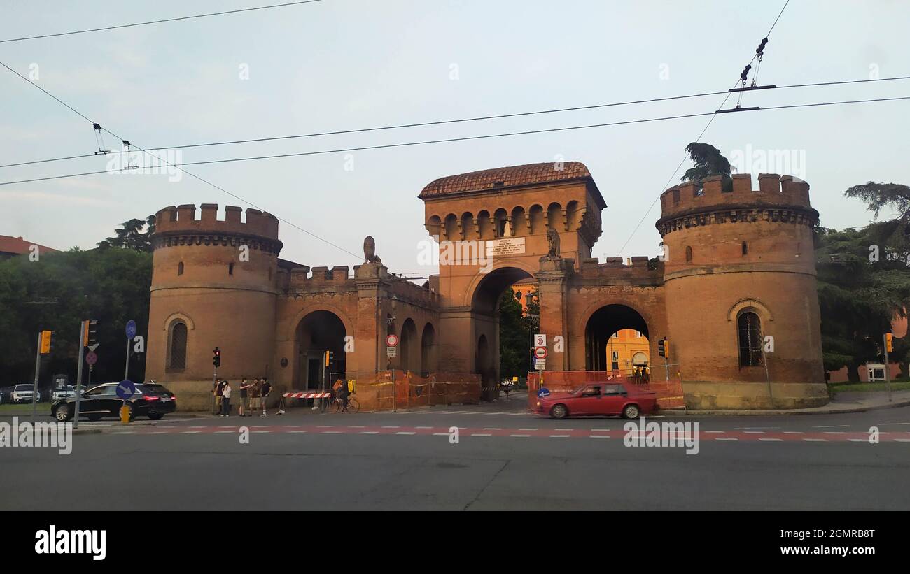 Entrance gate to the wall of Bologna Porta Saragozza Stock Photo