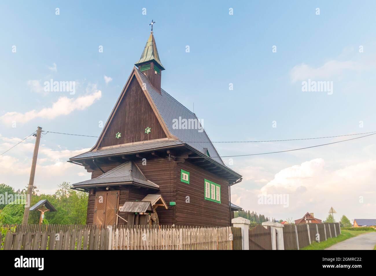 Wooden church of Saints Cyril and Methodius in Herczawa, Czech Republic. Stock Photo