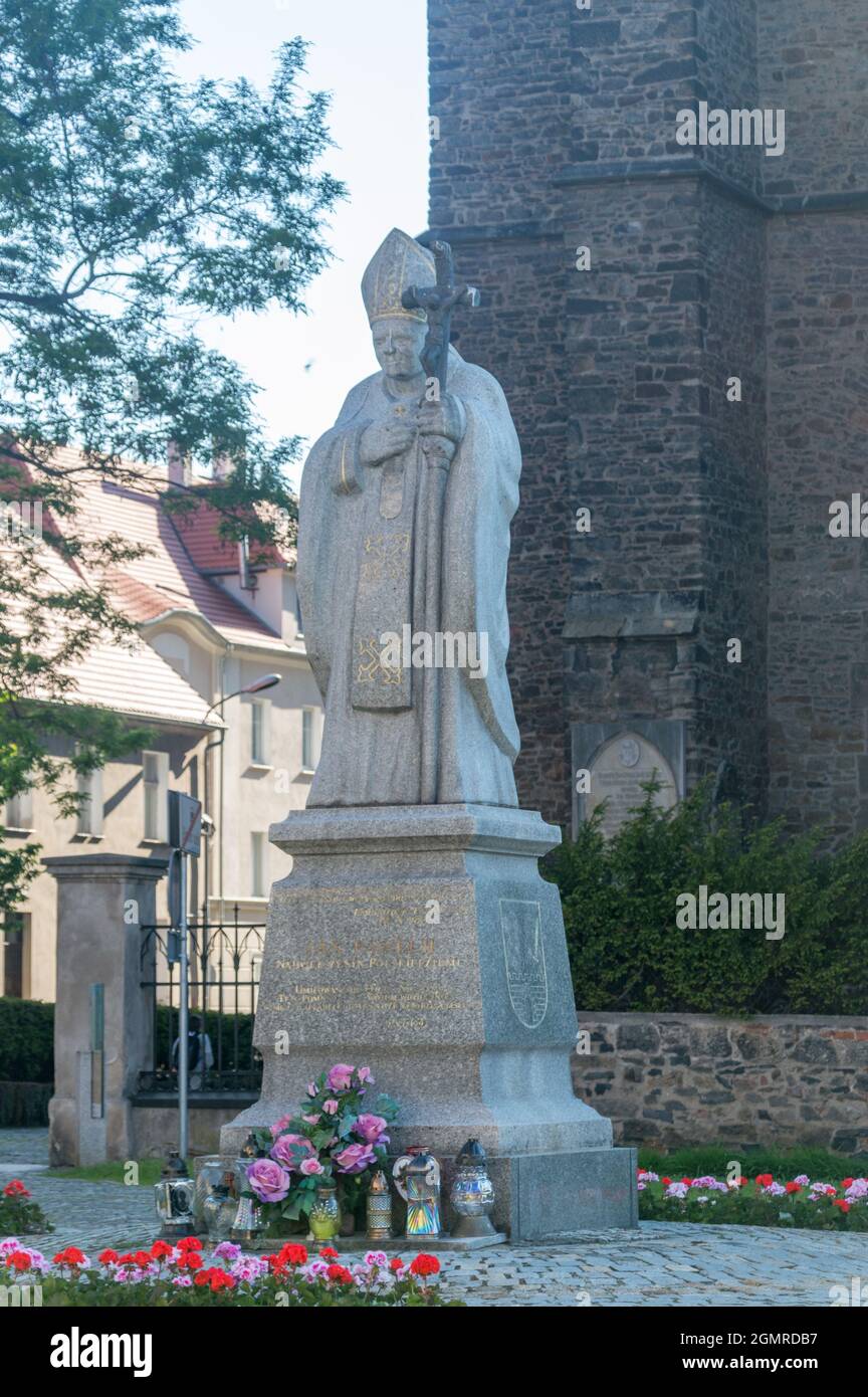 Strzegom, Poland - June 3, 2021: Sculpture of Pope John Paul II. Stock Photo