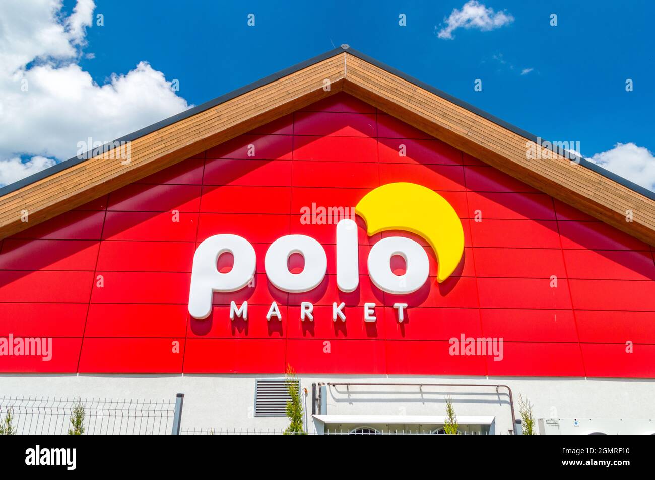 Szczyrk, Poland - June 6, 2021: Logo and sign of Polomarket. Polomarket is  a retail chain of grocery stores Stock Photo - Alamy