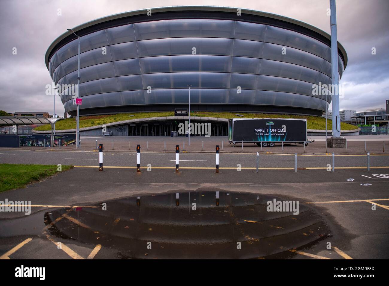 Glasgow, Scotland, UK. 20th Sep, 2021. PICTURED: COP26 Venue. Site being used for COP26 International Climate Change Conference and summit to be held at Glasgow's SEC (Scottish Exhibition Campus) during November 2021. Outdoor temporary building-like structures seen being erected to accommodate large number of heads of state, conference delegates, media and journalists who will be attending the 12 day event. Credit: Colin Fisher/Alamy Live News Stock Photo