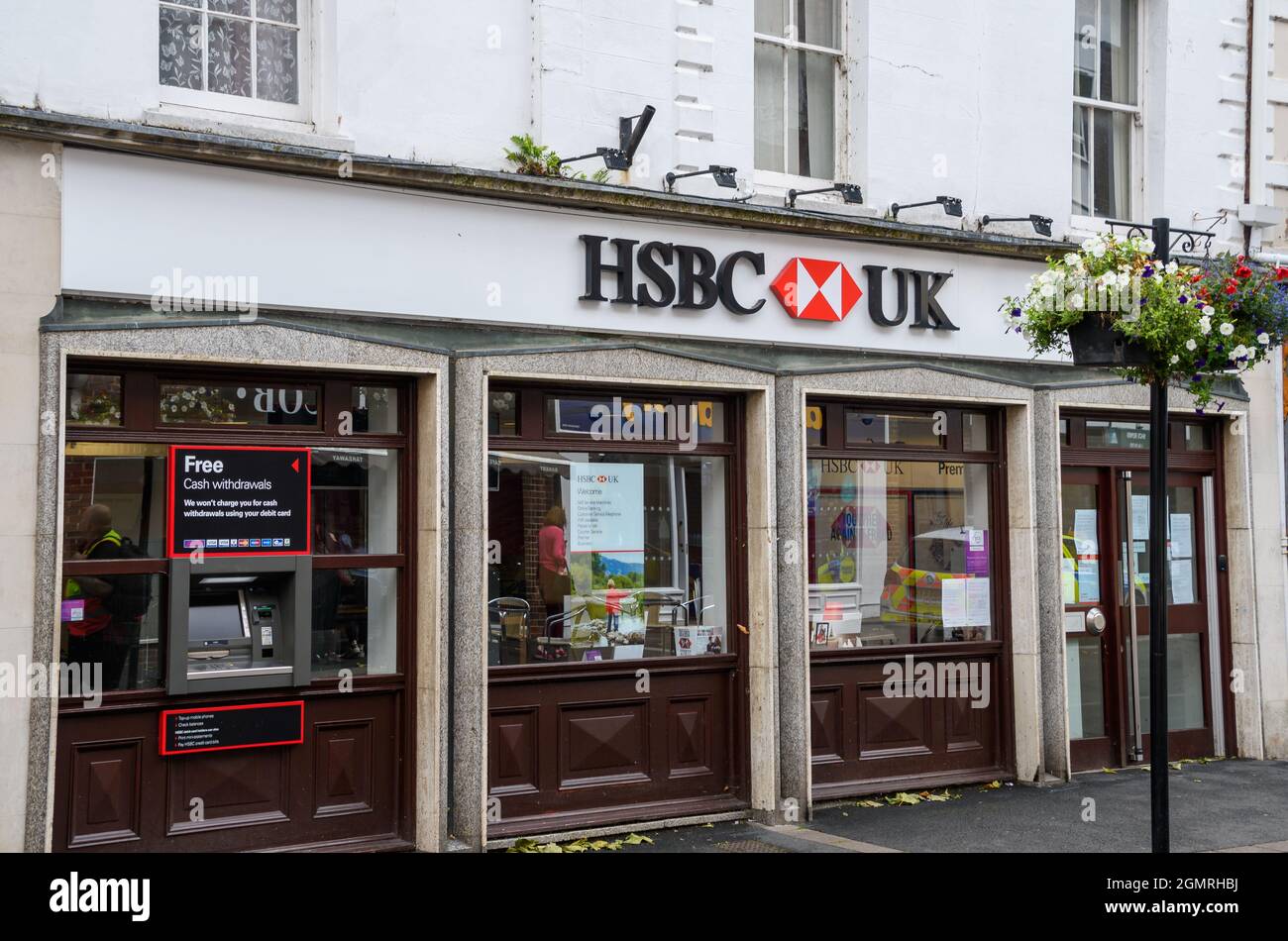 Tiverton, United Kingdom - August 22 2020:  The frontage of HSBC Bank in Fore Street Stock Photo