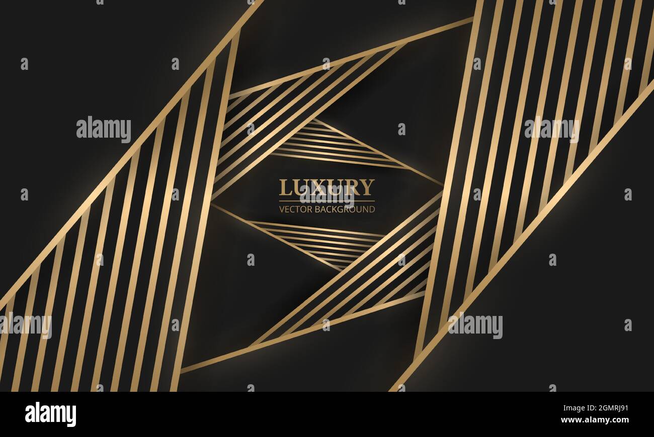 Abstract black and gold lines and shapes luxury background. Rich ...