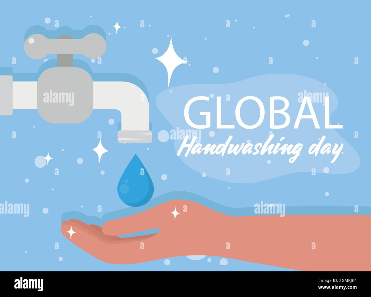Global handwashing day with water tap and hand Stock Vector Image & Art ...