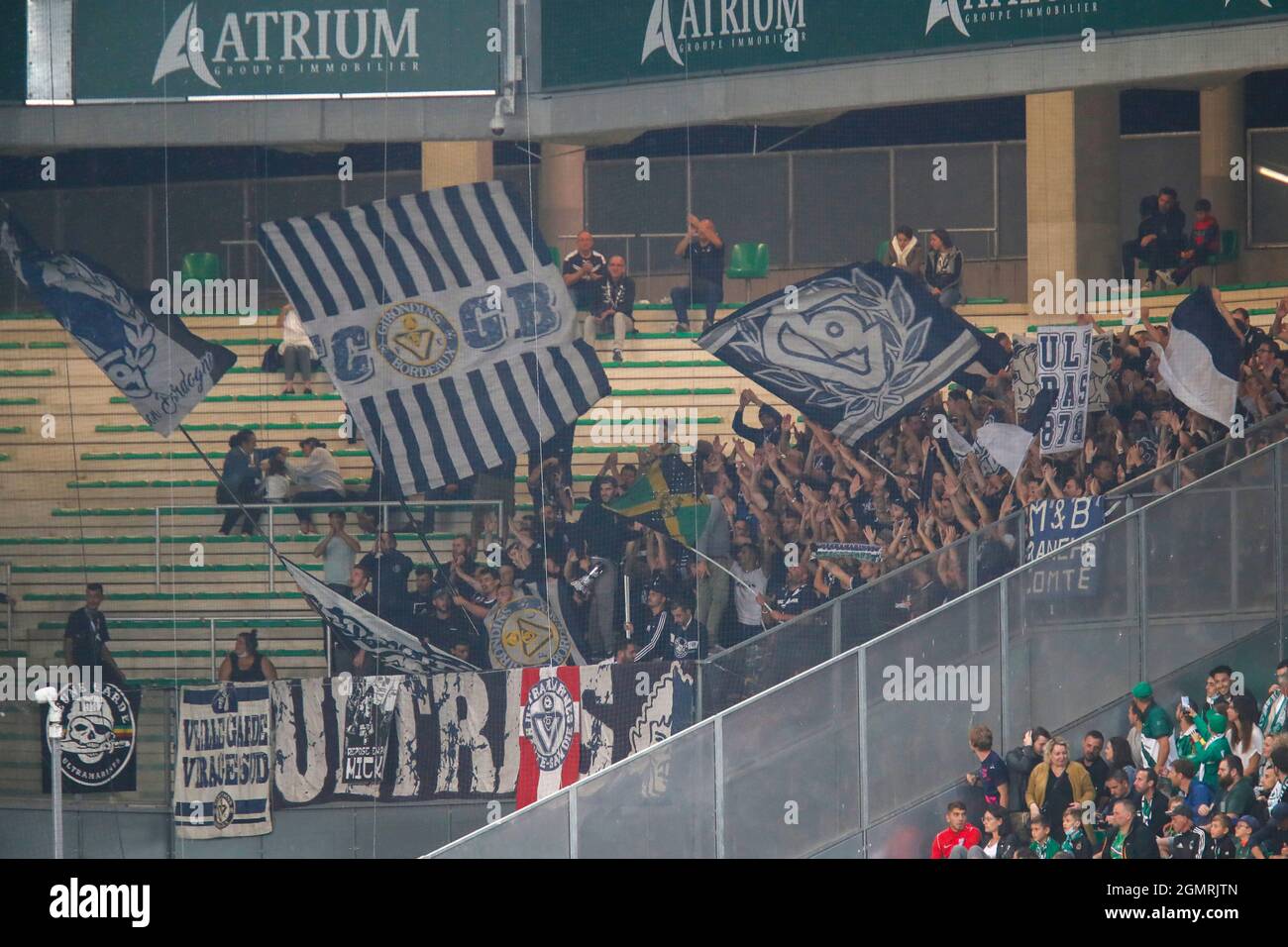 Fans of Bordeaux during the French championship Ligue 1 football match  between AS Saint-Etienne and FC Girondins de Bordeaux on September 18, 2021  at Geoffroy-Guichard stadium in Saint-Etienne, France - Photo Romain
