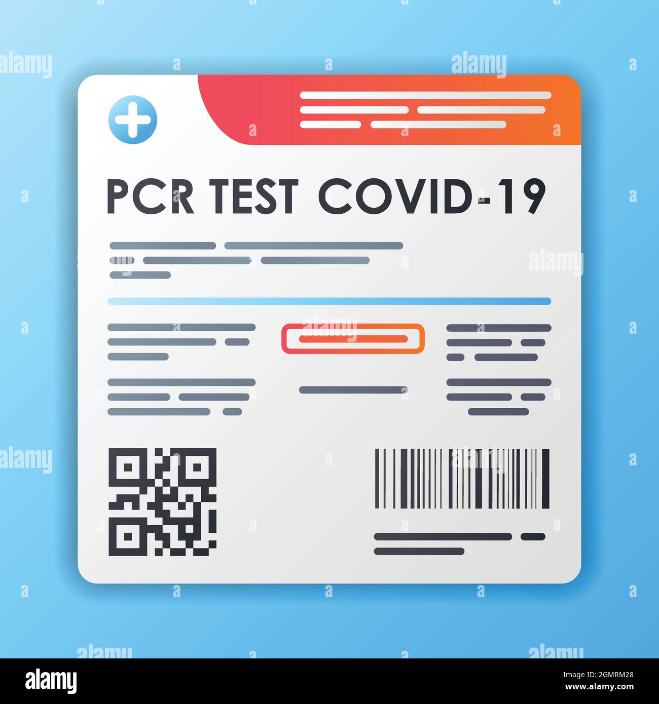 PCR test COVID color flat element on a blue background. Medical