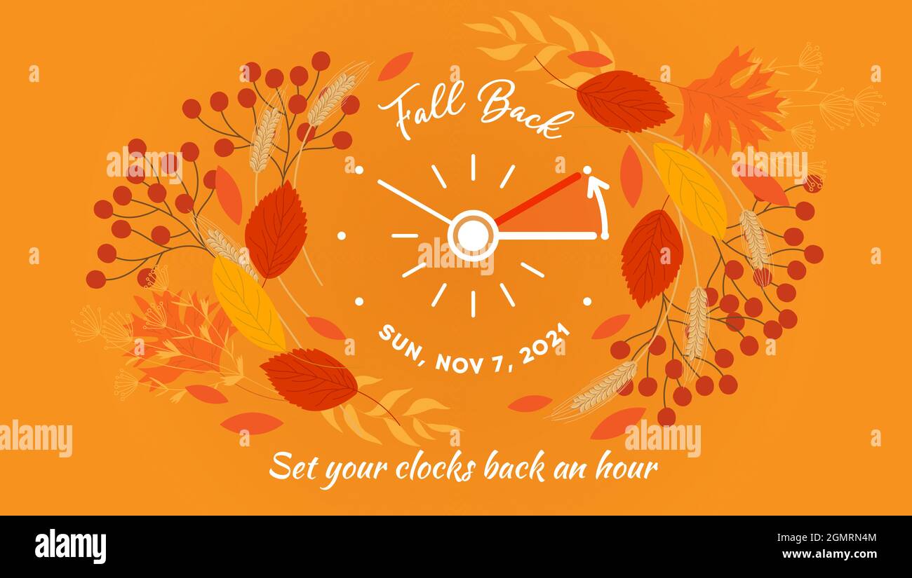 Daylight Saving Time ends banner. Changing the time on the watch to winter  time, fall backward concept. Set clocks back with date of november 7, 2021  Stock Vector Image & Art - Alamy