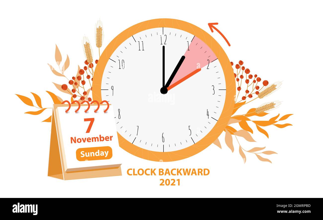 Daylight Saving Time ends concept. Web Banner Reminder with fall backward  time. Vector illustration with clocks turning to an hour back Stock Vector  Image & Art - Alamy