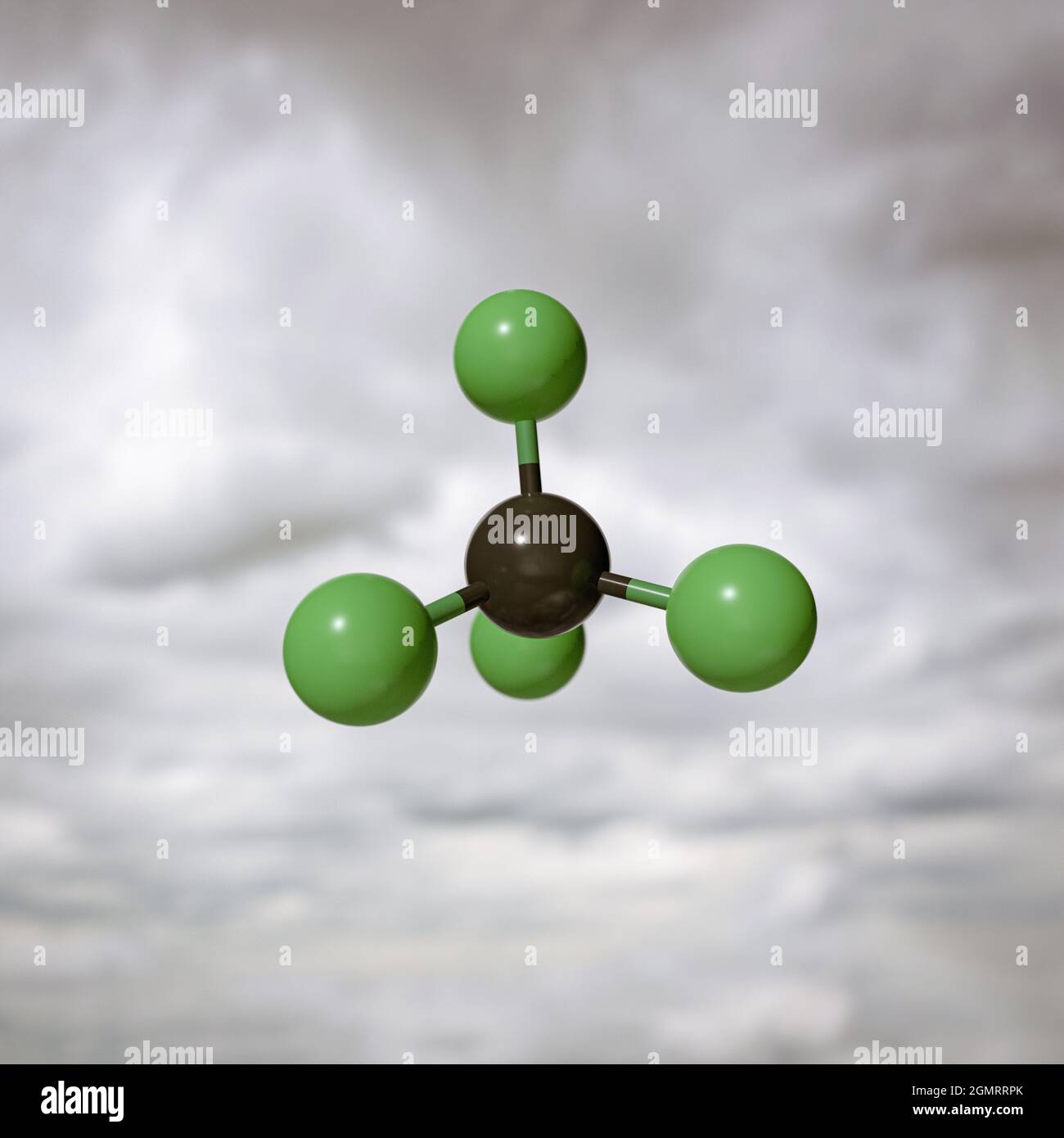 Tetrafluoromethane molecule, illustration Stock Photo