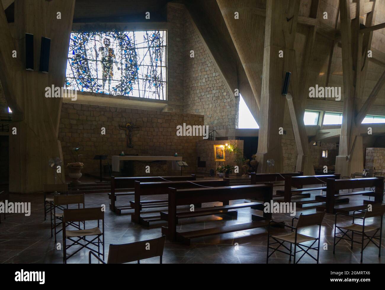 Florence, Italy (15th September 2021) - Inside the church of San Giovanni Battista (St. John Baptist) built in 1964 between two motorways Stock Photo
