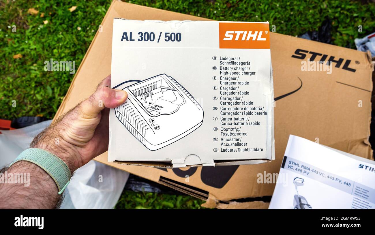 Stihl AL 300 500 Battery charger for the garden accesories Stock Photo -  Alamy