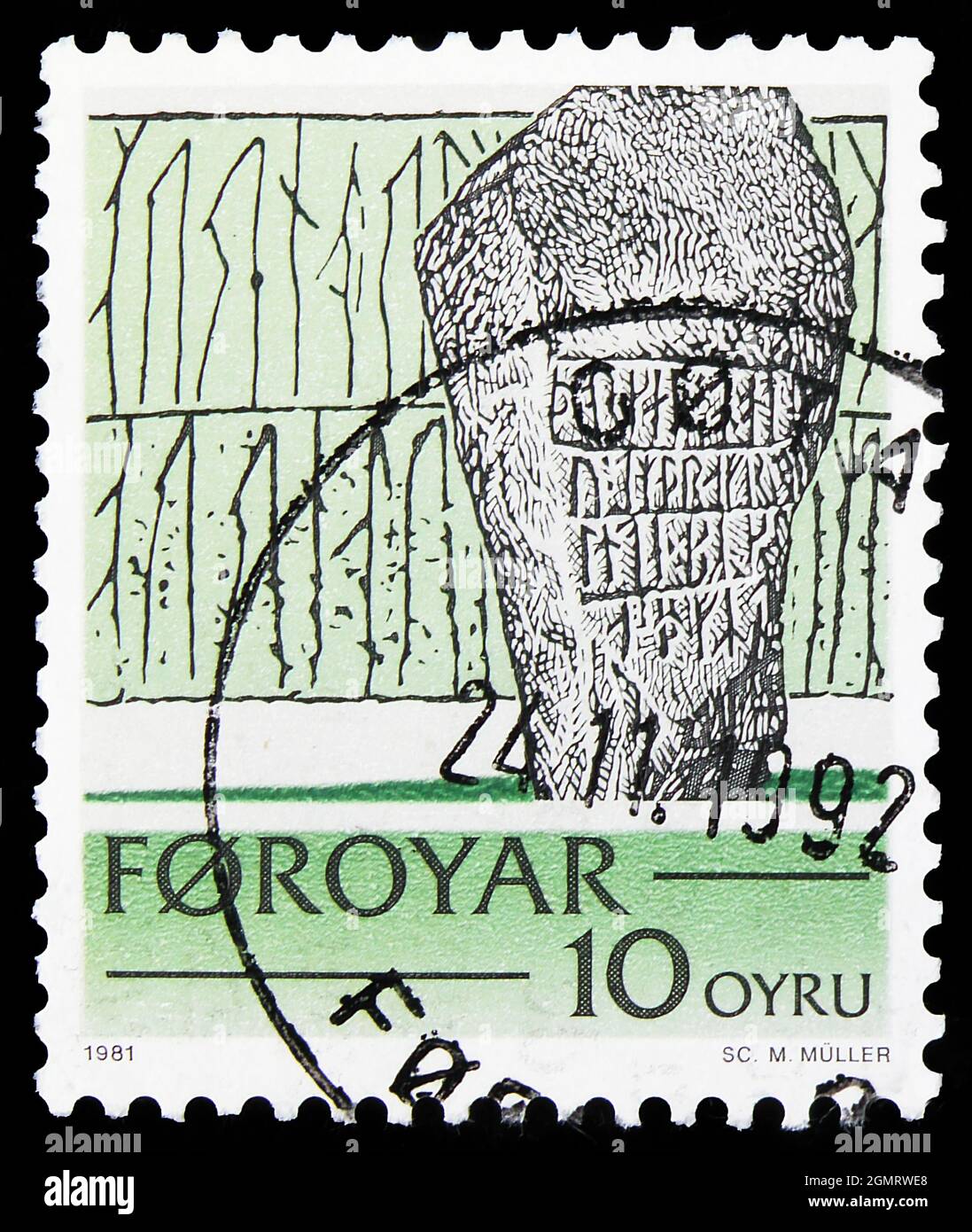 MOSCOW, RUSSIA - NOVEMBER 6, 2019: Postage stamp printed on Faroe ...