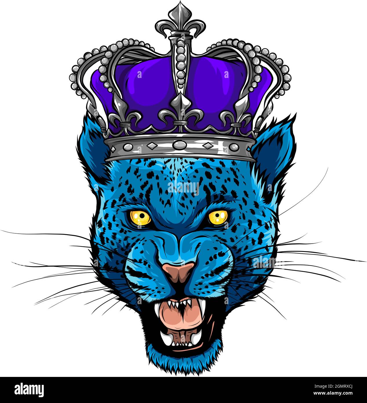 vector Leopard Portrait. Angry wild big cat head Stock Vector Image ...