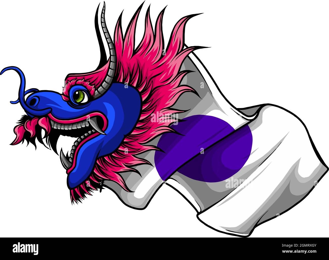 Colorful Illustration of the Head of a Chinese Dragon Stock Vector