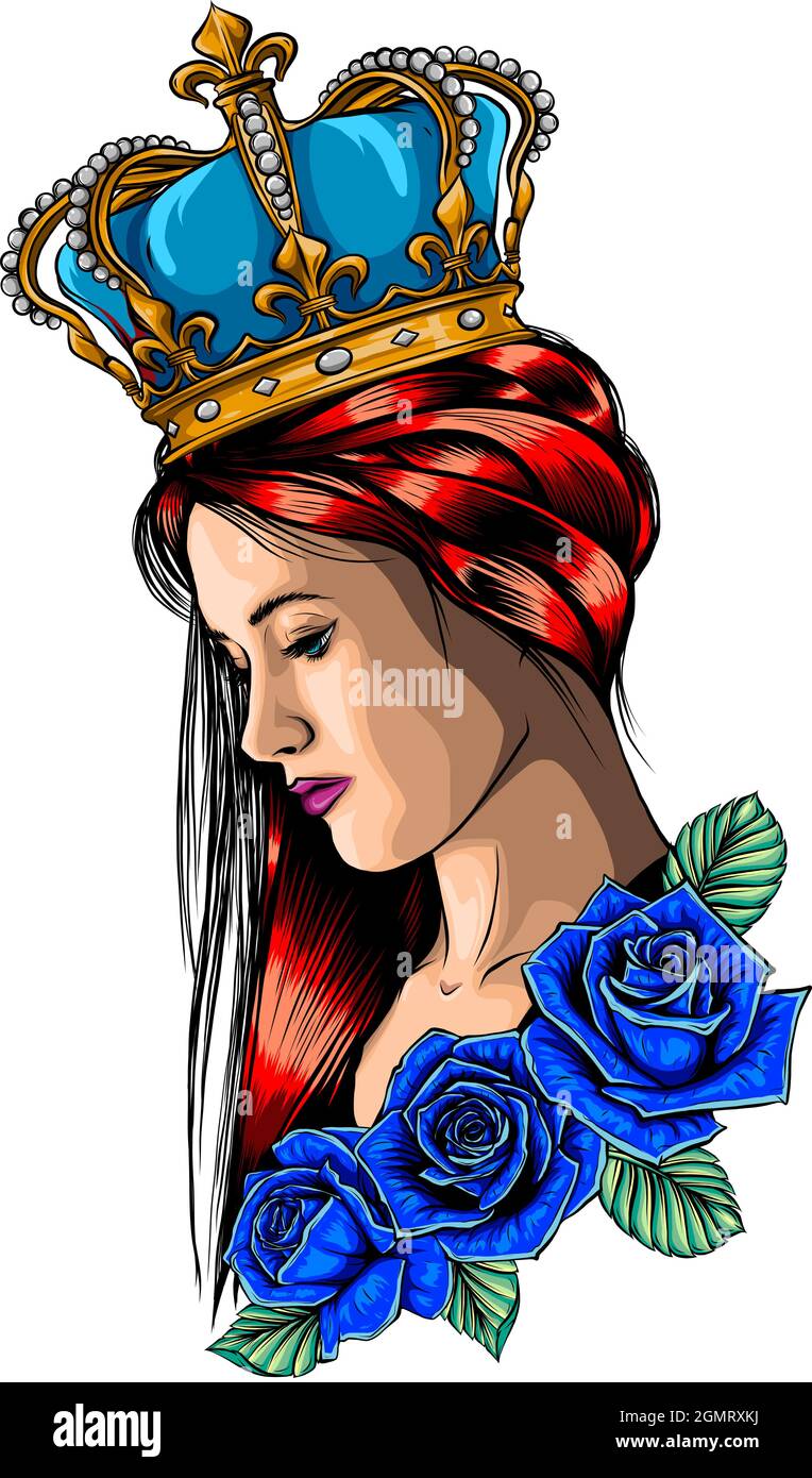 queen and roses. Symbol of a retro, queen, princess, lady Stock Vector