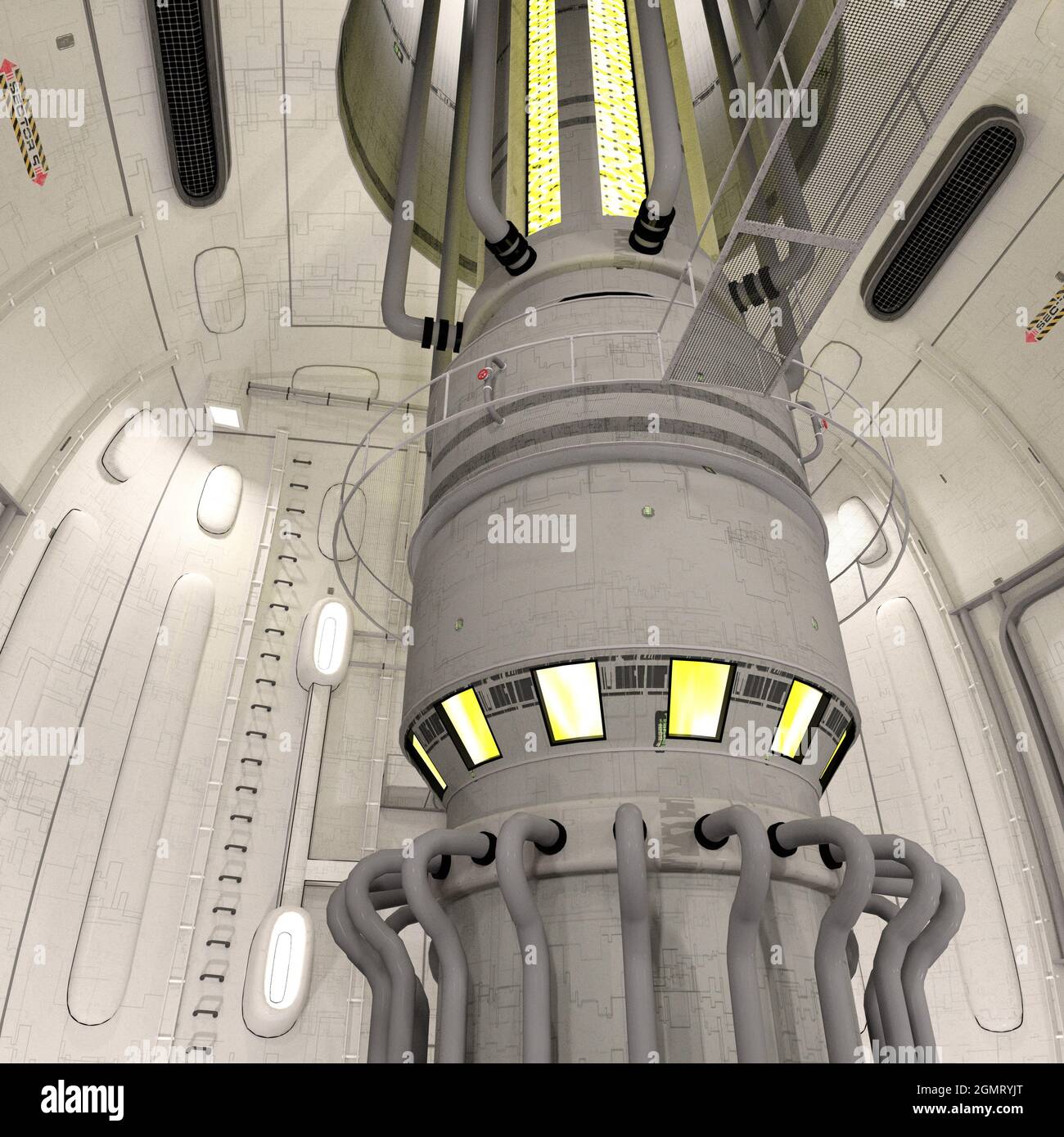 3D-illustration of an reactor room in a science fiction starship Stock ...