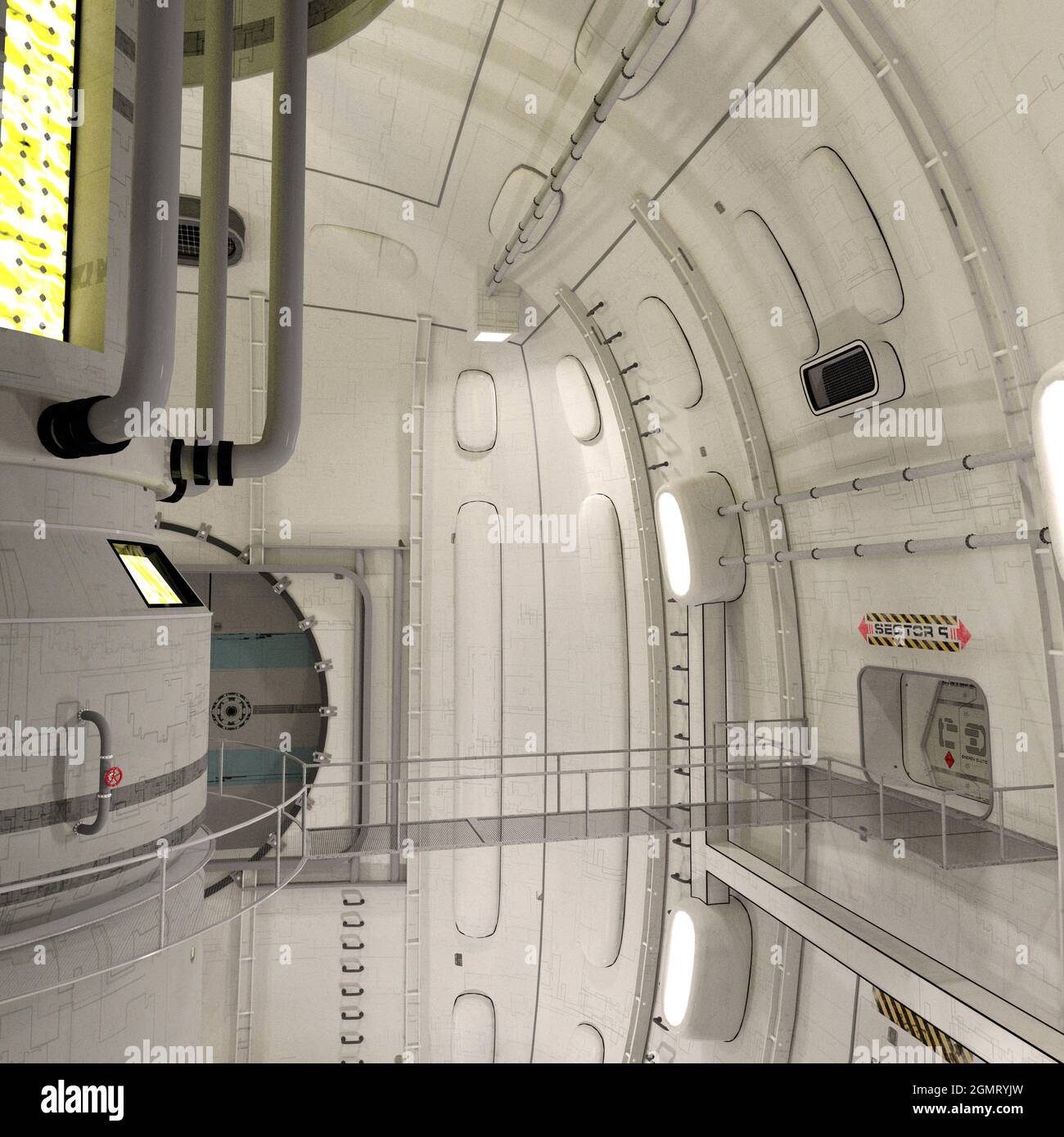 Spaceship Crew Quarters With Female Travelers 3D Rendering ilustração do  Stock