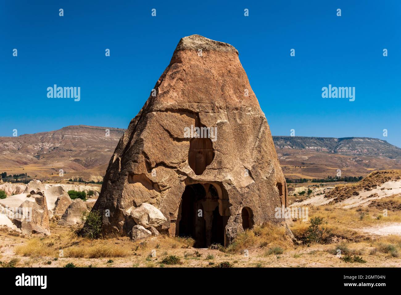 Old church, A church belonging to ancient civilizations in Cappadocia, It is a historical artifact that has managed to carry the traces of the past to Stock Photo