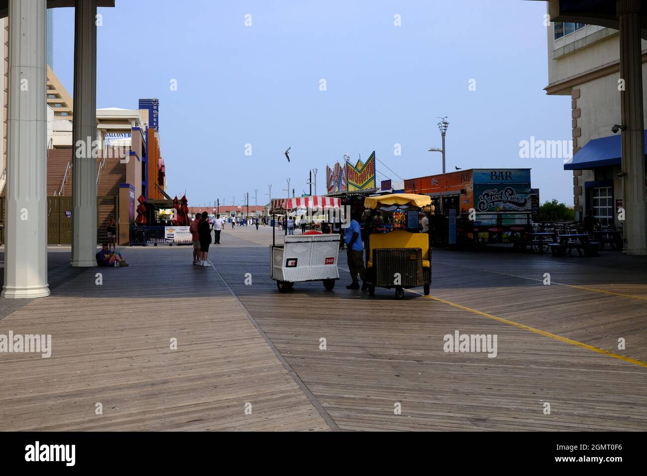 Scene on the boardwalk in front of the Hard Rock Hotel and Casino, Atlantic, City, NJ Stock Photo