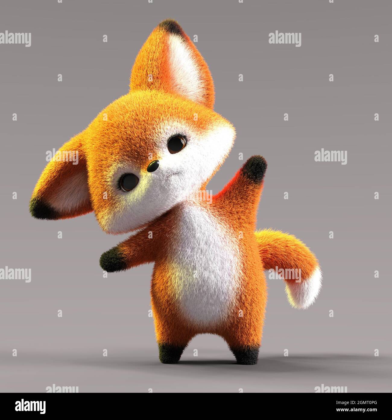 3D-illustration of a cute and funny cartoon fox looking sceptical. isolated  rendering object Stock Photo - Alamy