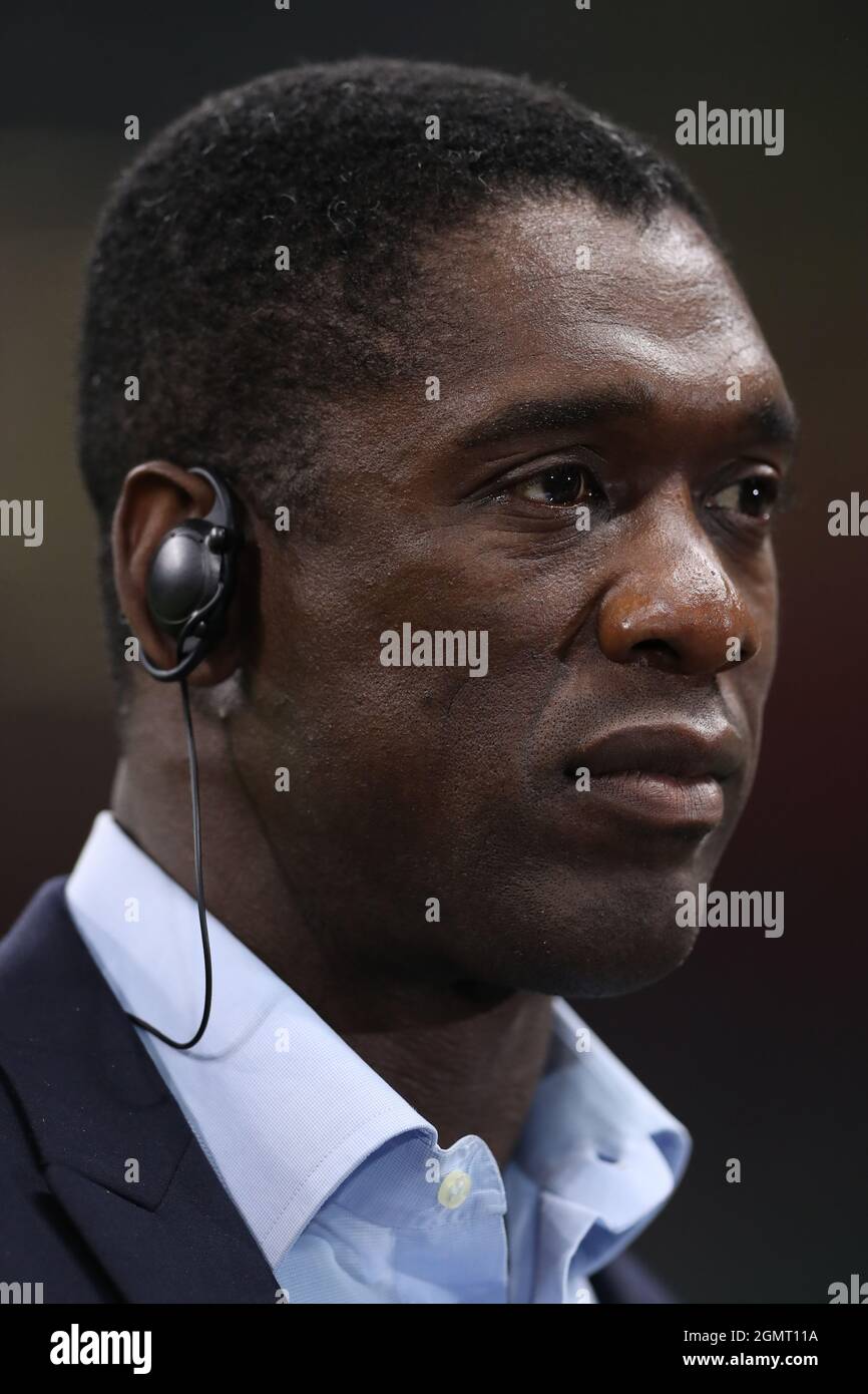 Milan, Italy, 15th September 2021. Former Netherlands, Ajax, Real Madrid,  FC Internazionale and AC Milan player Clarence Seedorf during the pre-match  transmission for Amazon Prime of the UEFA Champions League match at