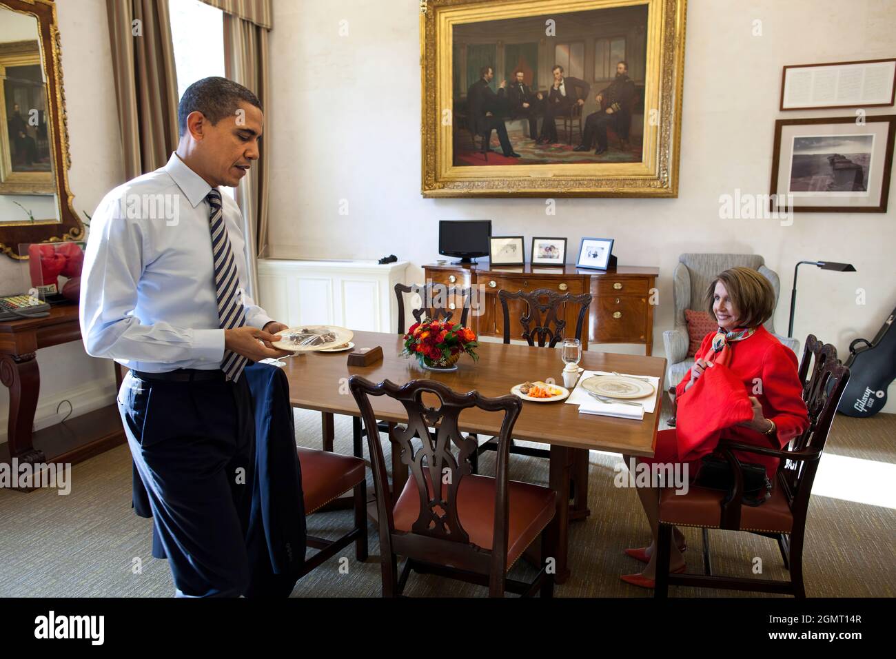 Nancy pelosi in oval office dining room hires stock photography and