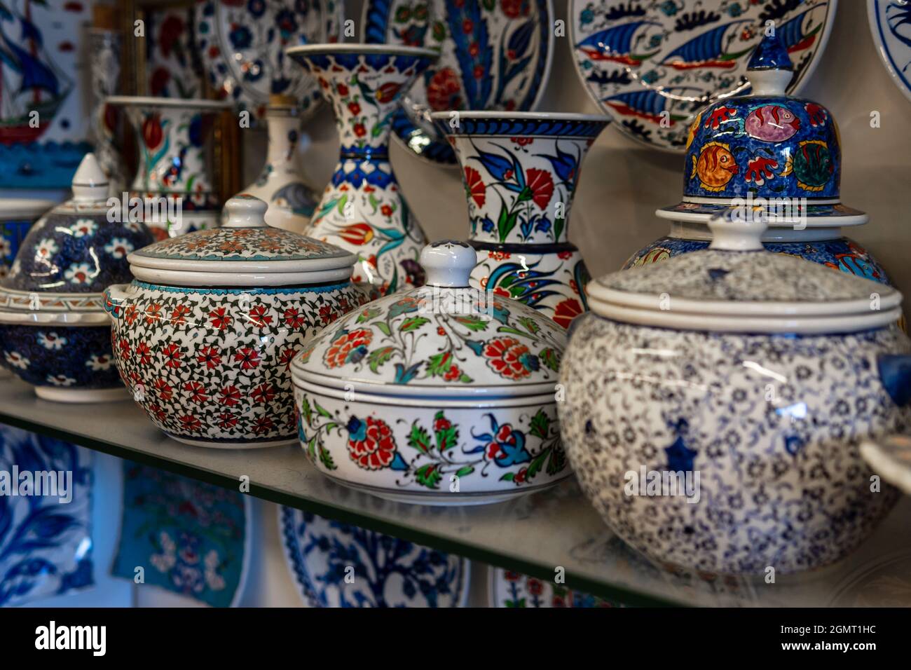 Ceramic vase and containers, image of traditional Turkish ceramics