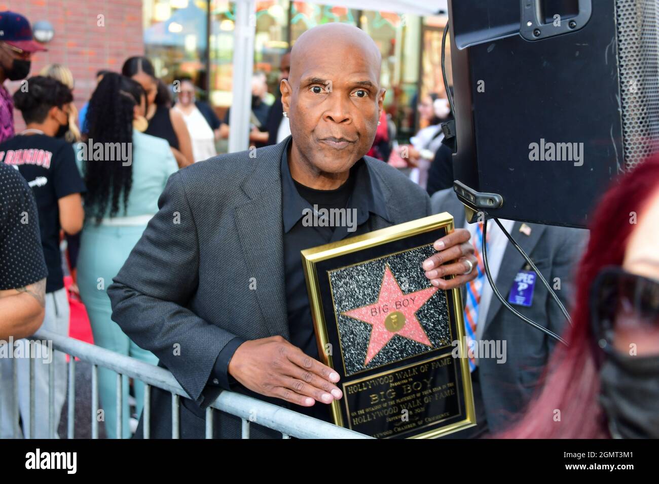 Radio personality Big Boy poses during a Hollywood Walk of Fame