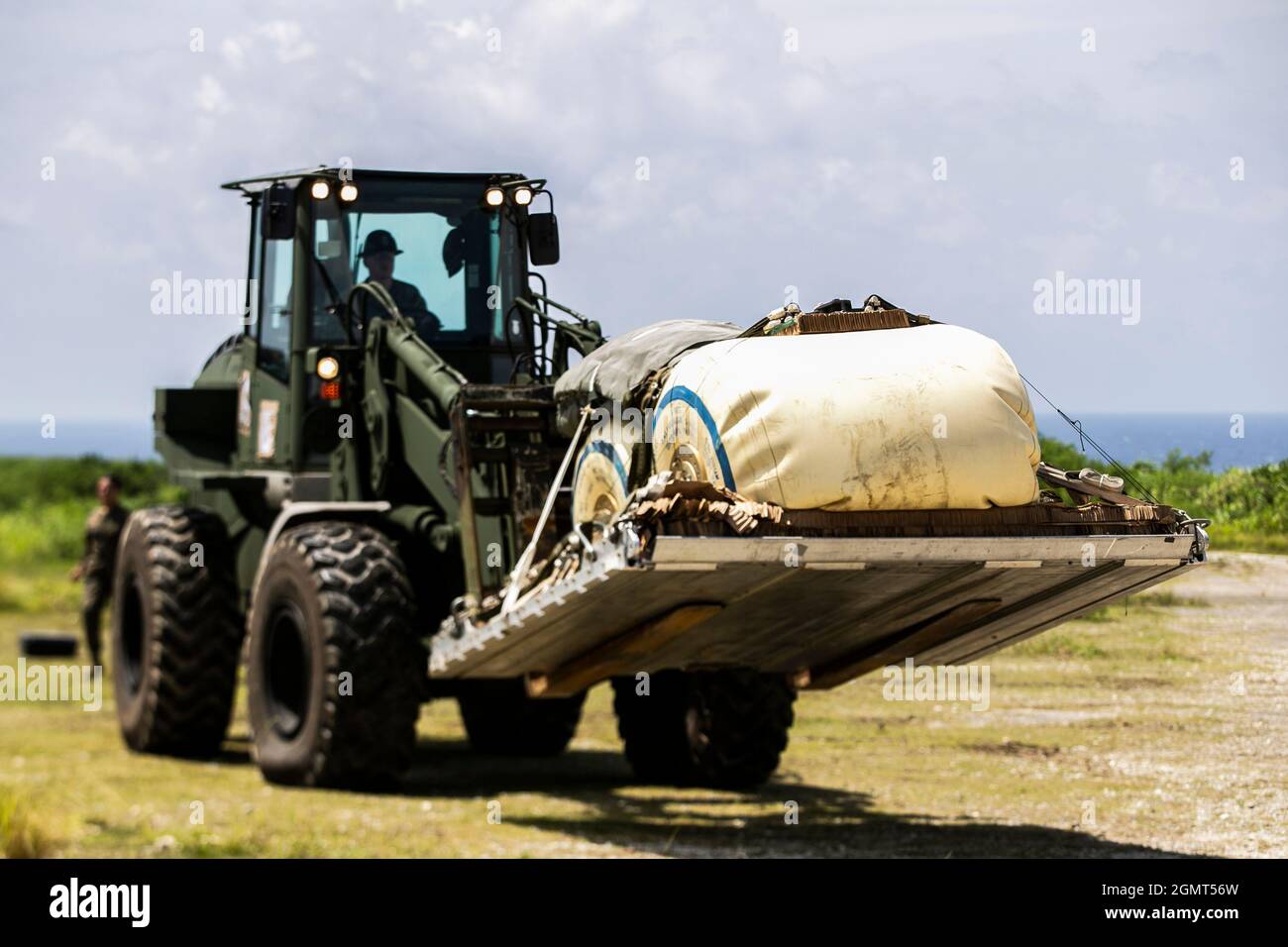 A U.S. Marine heavy equipment operator with 3d Landing Support